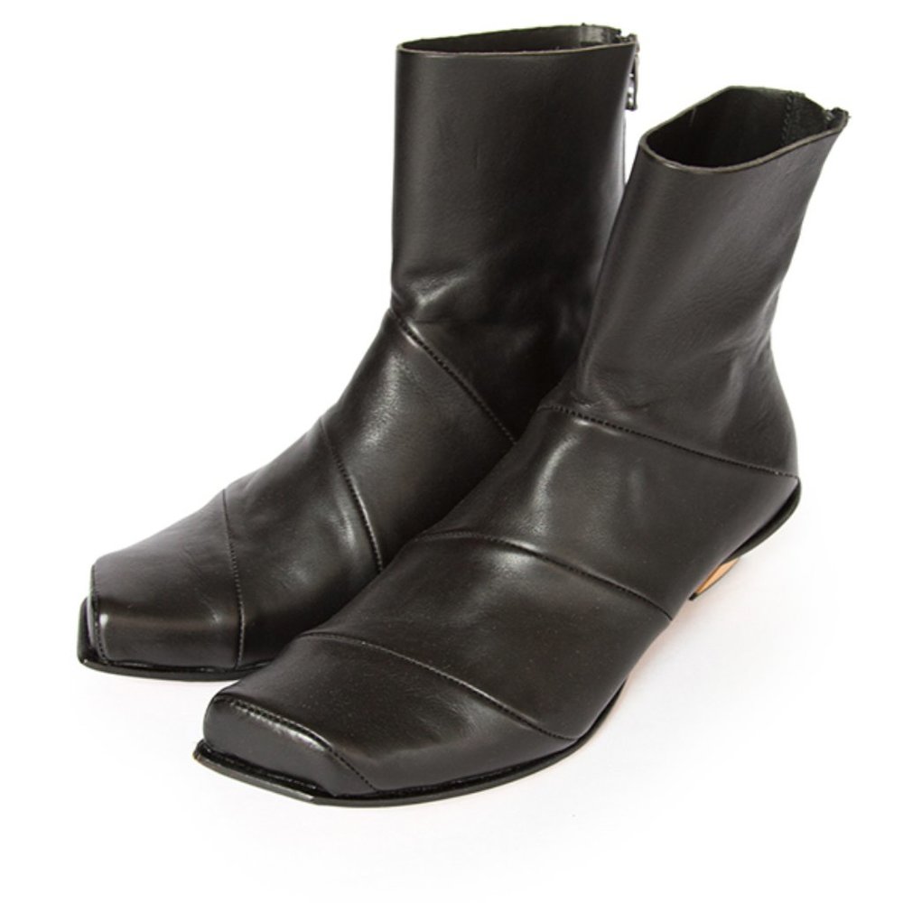 Cydwoq Virtus Black Leather Wood Heel Ankle Boot Size 36.5